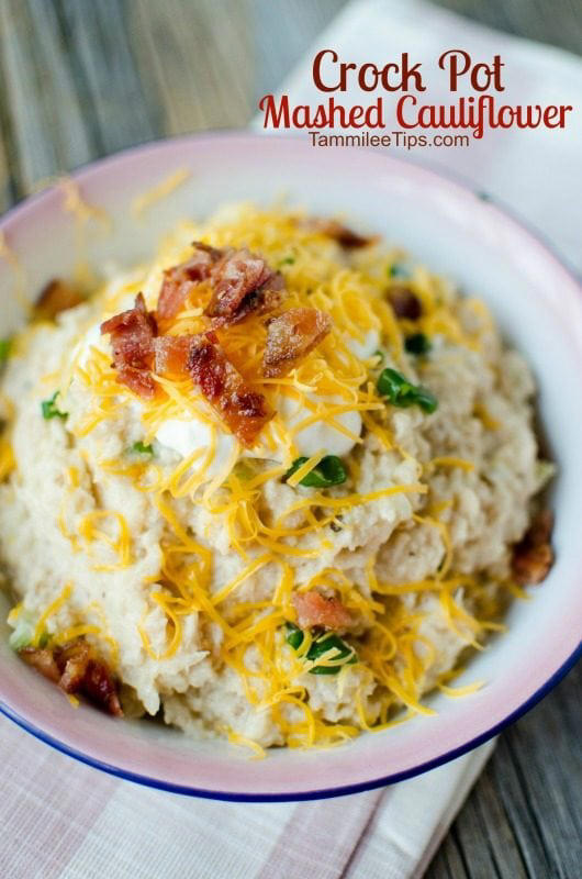 Easy Loaded Mashed Slow Cooker Cauliflower Recipe