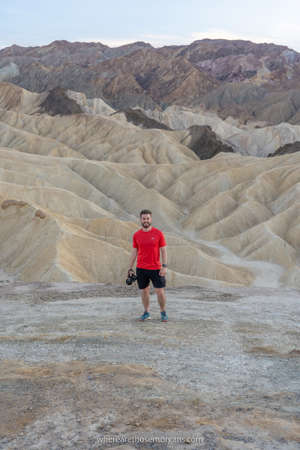 Mark taking a quick break from photographing sunset at Zabriskie Point