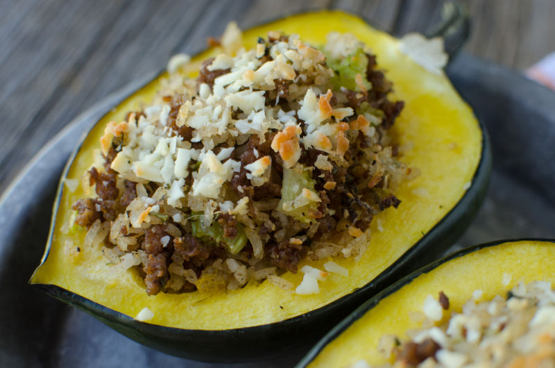 Stuffed Acorn Squash with Sausage and Rice Recipe!