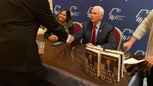 Former Vice President Mike Pence and his wife Karen at a book signing at the Republican Jewish Coalition's annual leadership conference, on Nov. 18, 2022 in Las Vegas, Nevada Fox News