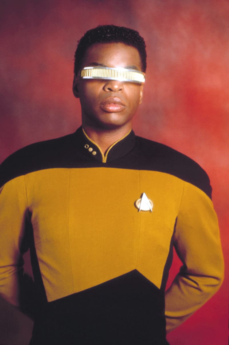 <p>"Geordi La Forge" is the pilot and chief engineer of the 'USS Enterprise-D' , and later the 'USS Enterprise-E'.</p>