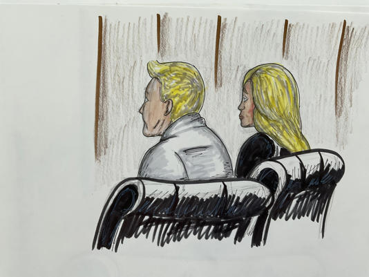 A court sketch shows Todd and Julie Chrisley listen in court as their accountant was sentenced on November 21, 2022 Lauren Lacy