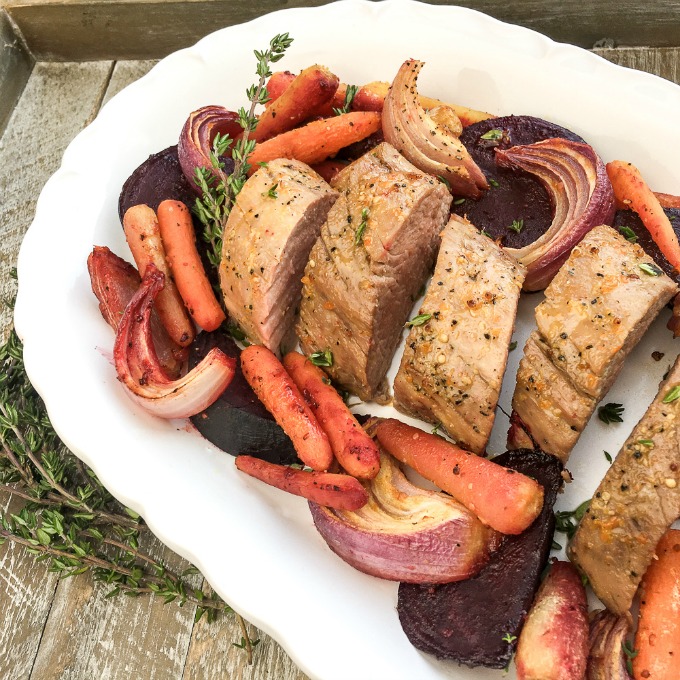 Orange Glazed Pork Loin with Roasted Veggies Sheet Pan Recipe