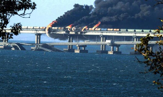 An explosion on the Crimea bridge 
