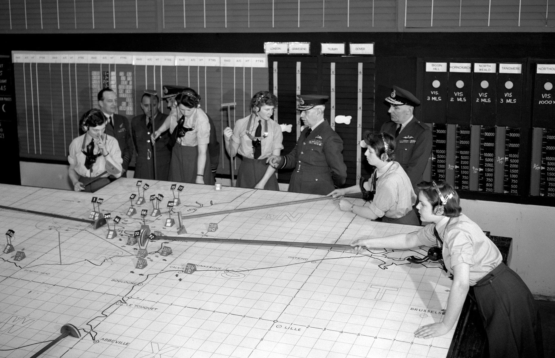 <p>A hive of activity, the Plotting Room was where members of the Women's Auxiliary Air Force (WAAF) tracked incoming Nazi raids and friendly aircraft positions on the supersized plotting table. Meanwhile, RAF officials coordinated squadron movements with the help of a tote board and displays showing weather conditions and the location of balloon defenses.</p>