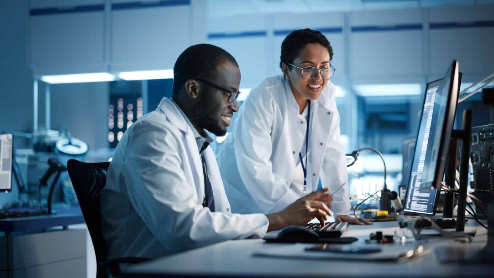 1 scientists are working. Laboratory Technician