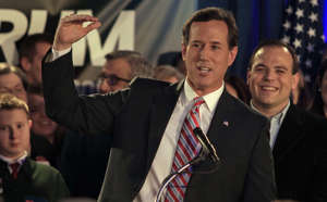 Rick Santorum spoke to supporters at his caucus night party held at the Stoney Creek Inn in Johnston on Tuesday night Jan. 3rd, 2012.
