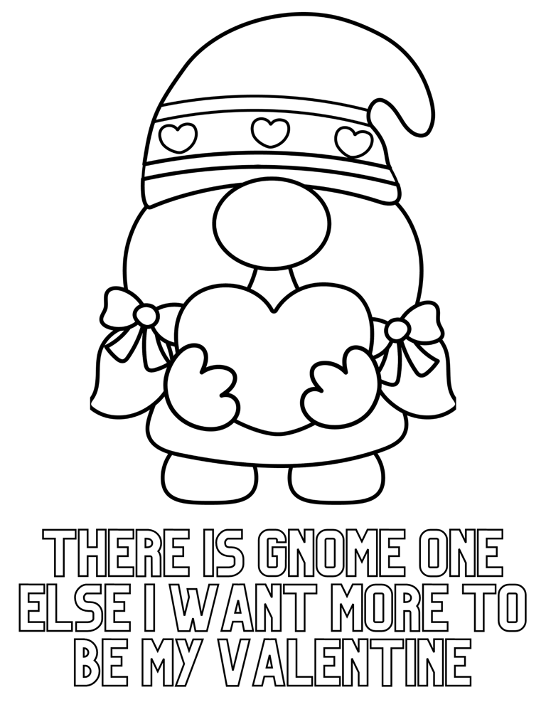 15 Cute Valentine Gnomes Coloring Pages