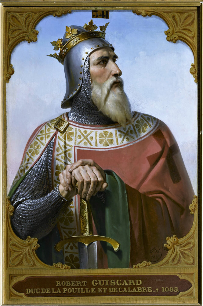 <p>Roberto Guiscardo fue un caballero normando que luchó ferozmente contra los árabes y los bizantinos durante la conquista del sur de Italia y Sicilia.</p>