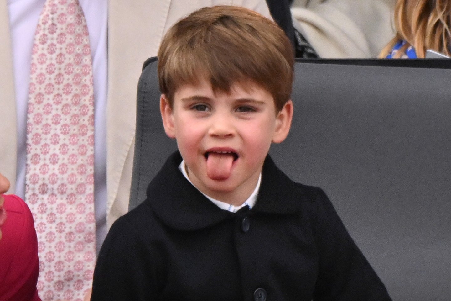 <p>Prince Louis's antics continued! He stuck out his tongue while watching the Platinum Jubilee Pageant in London, the final event celebrating Queen Elizabeth II's <a href="https://www.wonderwall.com/celebrity/royals/platinum-jubilee-see-the-best-photos-from-4-days-of-celebrations-marking-the-queens-70-year-reign-606239.gallery">Platinum Jubilee marking 70 years on the throne</a>, on June 5, 2022.</p>