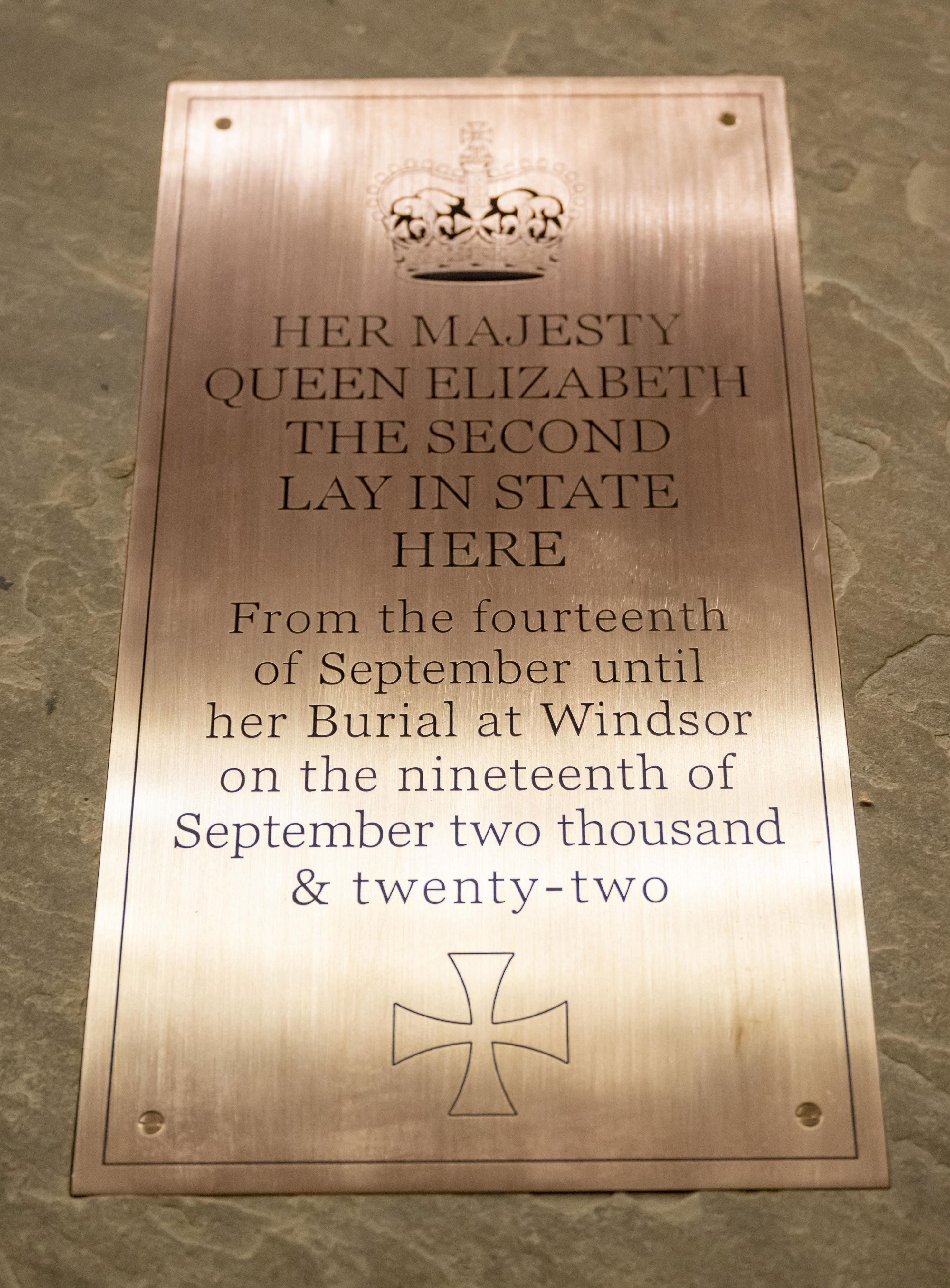 <p>A new plaque commemorating Queen Elizabeth II lying in state in Westminster Hall in London was visited by King Charles III on Dec. 14, 2022, three months after her death.</p>