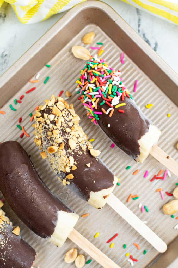 Frozen Chocolate Covered Banana Pops