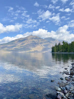 Reflection of clouds on Lake McDonald