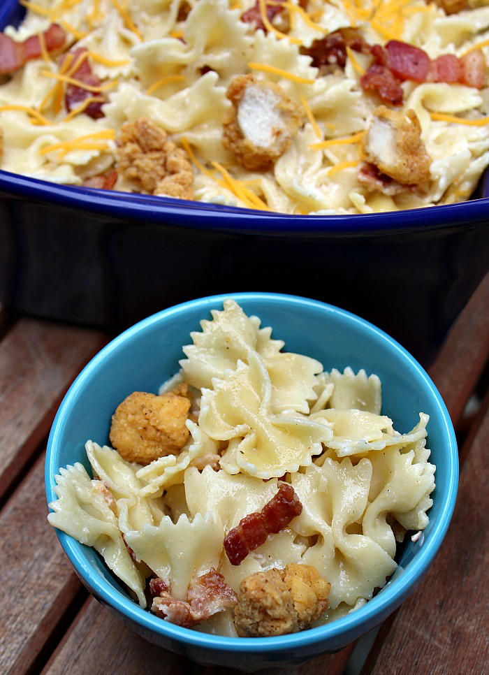 Amazing Bacon Rach Popcorn Chicken Pasta Salad