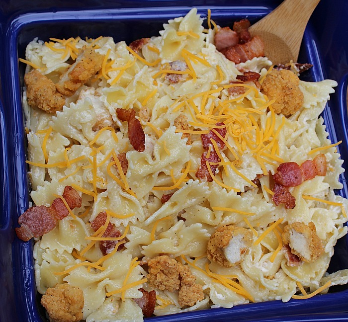 Amazing Bacon Rach Popcorn Chicken Pasta Salad