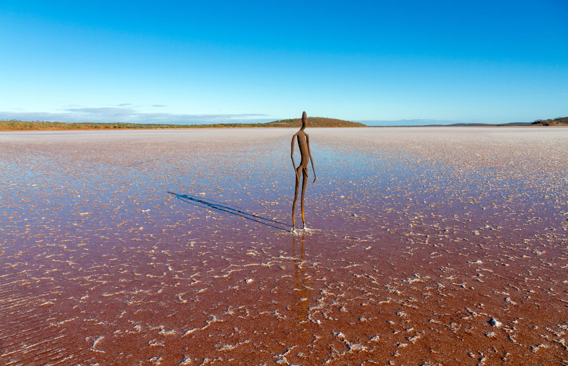 <p>Antony Gormley’s haunting outback exhibition, <a href="http://lakeballard.com/">Inside Australia</a>, can be found on the white salt plain of Lake Ballard in Western Australia’s Goldfields region. Covering four square miles (10sq km), it’s one of the largest outdoor art galleries in the world, so leave plenty of time to walk about and admire this extraordinary natural landscape that has been heightened by Gormley’s installation. The 51 black chromium steel sculptures were modelled on people from the nearby town of Menzies.</p>