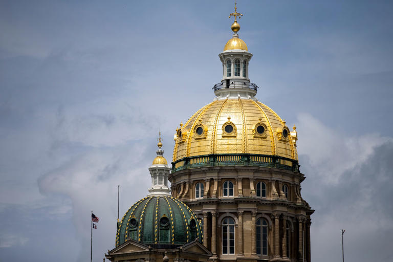 Sunlight shines on the golden dome of the Iowa State Capitol on Wednesday, May 19, 2021, in Des Moines. The Legislature wrapped up its 2021 session a little before midnight Wednesday.