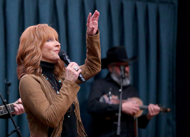 Reba McEntire performs Thursday, Jan. 26, 2023, during the grand opening of Reba's Place in Atoka.