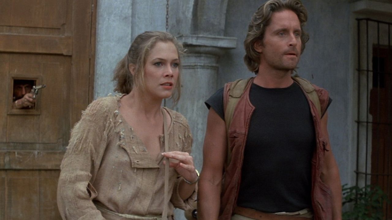 <p>                     Romance writer Joan Wilder (Kathleen Turner) finds herself in an adventure like one of her novels when she has to head into the Colombian jungle to save her sister before she is killed by a group of men seeking a priceless treasure and the map to find its location.                   </p>                                      <p>                     You can see the influence from Robert Zemeckis’ <em>Romancing the Stone</em> throughout <em>The Lost City,</em> from its story about a writer having the skills to find a missing treasure, to its over-the-top villains and dashing mercenary played by Michael Douglas. It should come as no surprise that there is boundless action, comedy, and romance throughout this classic.                   </p>