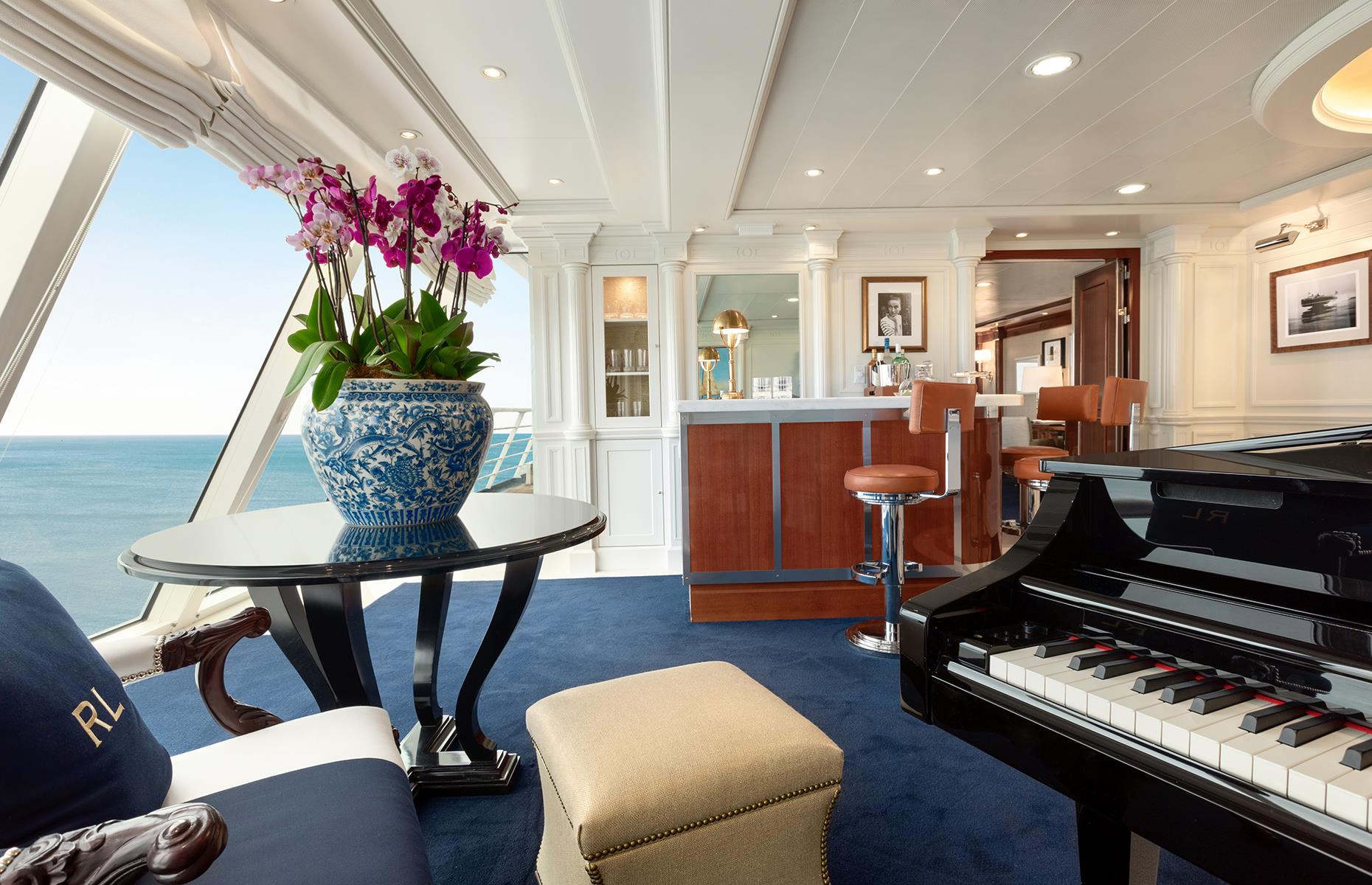 <p>No expense has been spared when it comes to suite decor on luxury ships. For ultimate opulence, opt for the Owner’s suites which you’ll find on <a href="https://www.oceaniacruises.com/?s=PS_NEO_BD_BRA_GOO_NA_SRH_BRANDCORE_oceania%20cruises_NA_UK_NA_700000002135099-71700000078259454-58700006604026348-oceania+cruises&customer_id=305-710-7891&gclid=CjwKCAiAzp6eBhByEiwA_gGq5Na3sR4Z9wE6_4XQu9N959pFRXBuOsBSfeEbnGTiK0-FvBbIbhgCvRoCaTsQAvD_BwE&gclsrc=aw.ds">Oceania Cruises</a>' ships. These cover 1,991 square feet (185sqm), have two walk-in closets and entrance foyers with a grand piano and a mahogany bar. A 15-day Svalbard & Arctic Passage cruise with accommodation in the Grand Owner’s suite costs from $23,044 per person.</p>