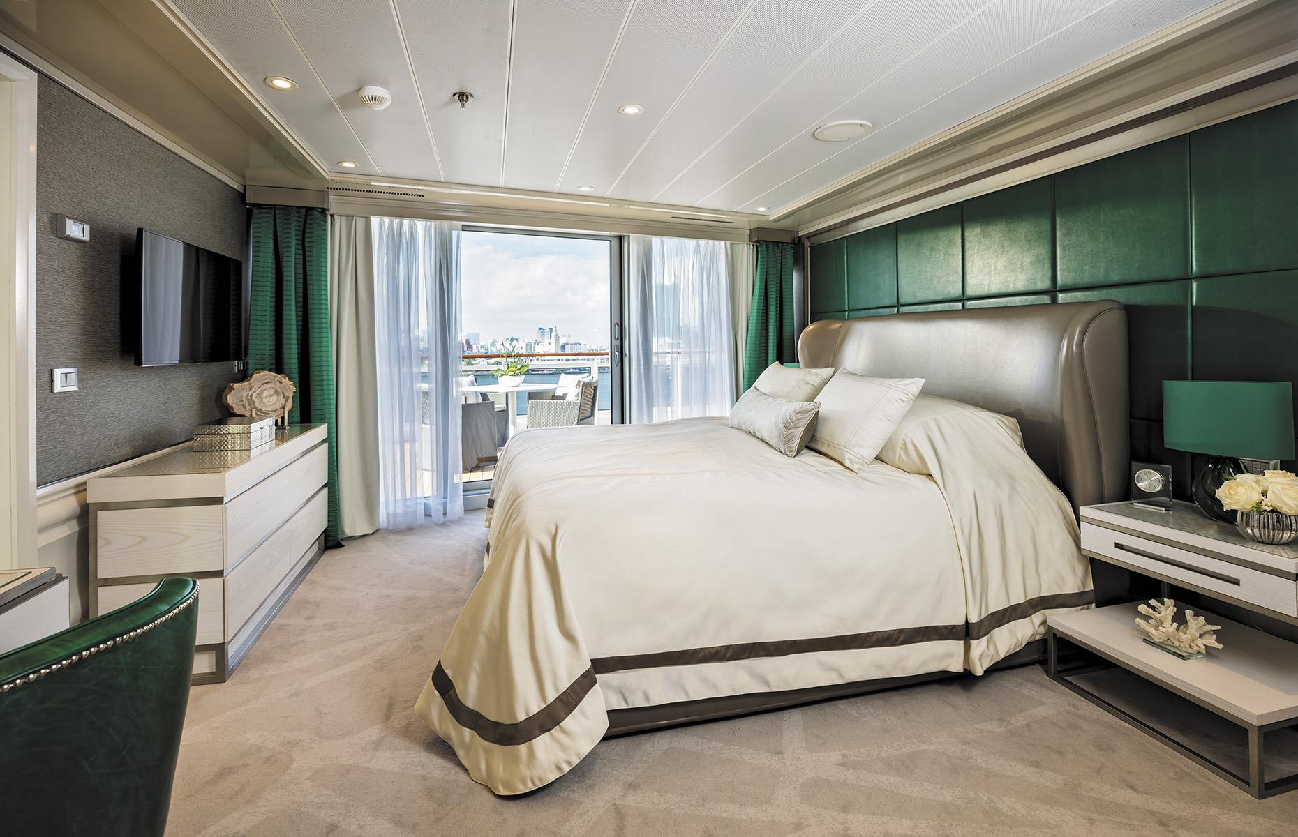 <p>We’re increasingly seeing bigger budgets for ships’ decor. Huge amounts of cash are being splashed on sprucing up interiors, and one example of this decadence is <a href="https://www.rssc.com">Regent Seven Seas Cruises</a>' Seven Seas Explorer, which has 473 Swedish-designed chandeliers, 45,876 square feet (4,262sqm) of marble, Versace-designed dinnerware, crystal glasses from Eastern Europe and a $12 million art collection which includes several Picassos.</p>