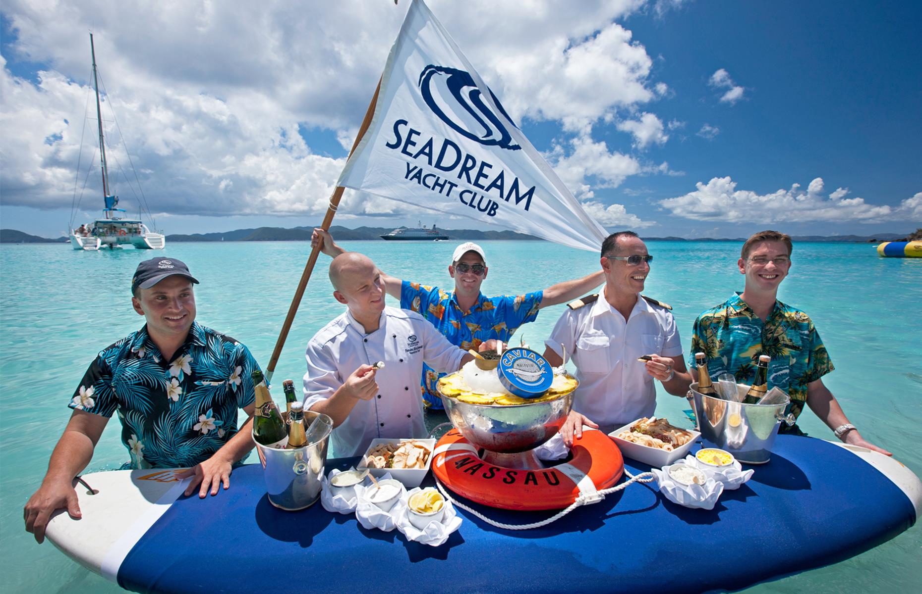 What better way to toast your voyage than with vast quantities of Champagne and caviar? For many SeaDream Yacht Club guests, the highlight of every Caribbean sailing is the Champagne & Caviar Splash, when a gourmet barbecue – which mainly consists of unlimited quantities of Champagne and caviar – is served on the nearest sandy white beach.