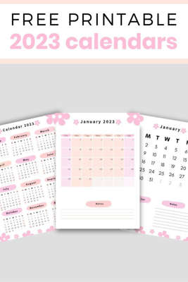free printable pink and peach 2023 calendars