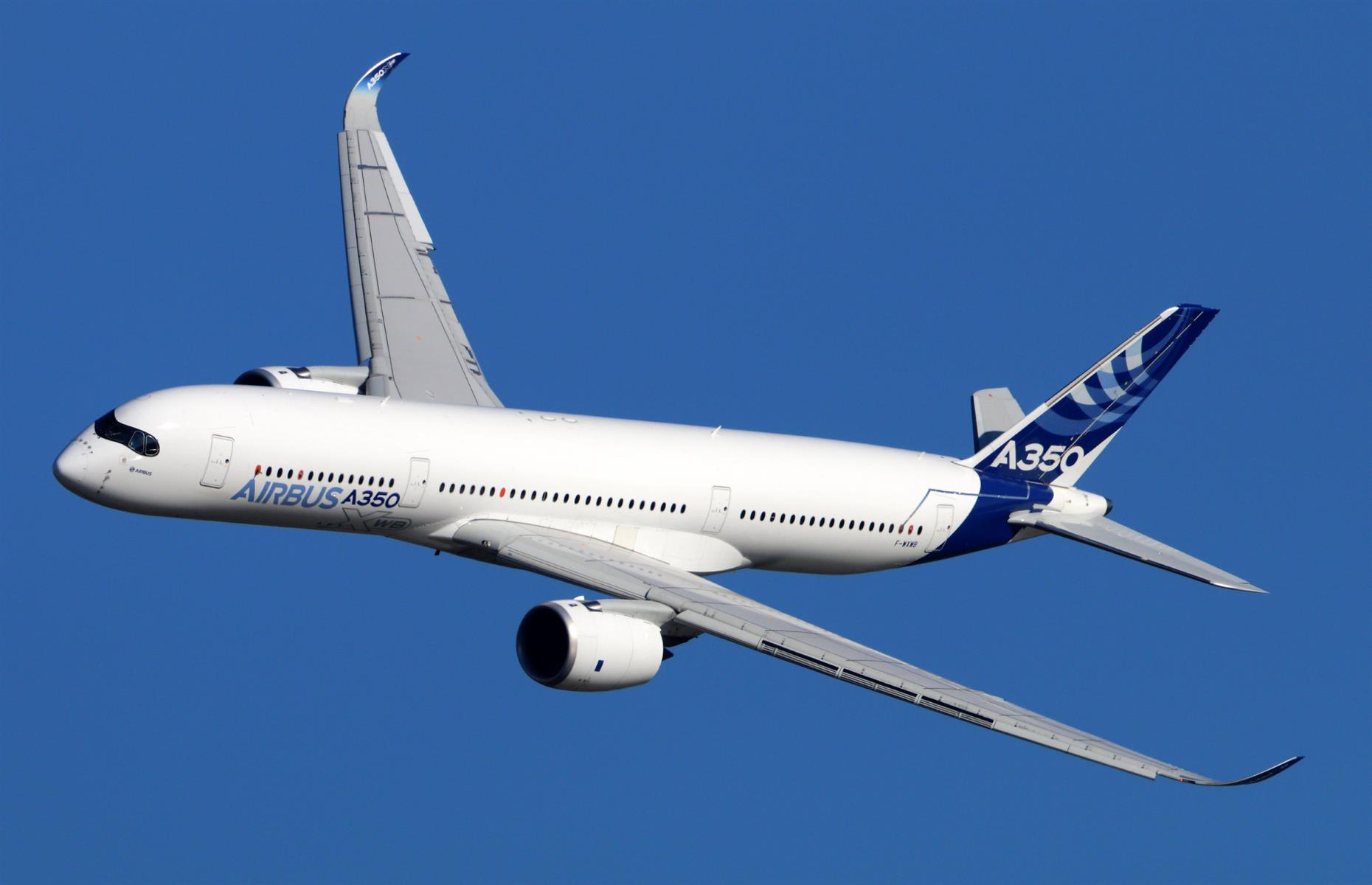 <p>At more than 240 feet (74m) long and 20 feet (6m) wide, the Airbus A350 is one massive plane. A direct competitor to the Boeing 787 and 777 models, the A350 first hit the skies in 2015, and has now completed almost a million flights worldwide without accident. The 308-tonne plane fits nine seats across in two of its typical three seating classes, with 13-inch in-flight entertainment screens and enlarged overhead lockers. Airbus <a href="https://aircraft.airbus.com/en/aircraft/a350-clean-sheet-clean-start/a350-1000">proudly boasts</a> that the plane is "the quietest twin-aisle cabin in the skies", with LED lighting to encourage sleep and minimise jet lag.</p>