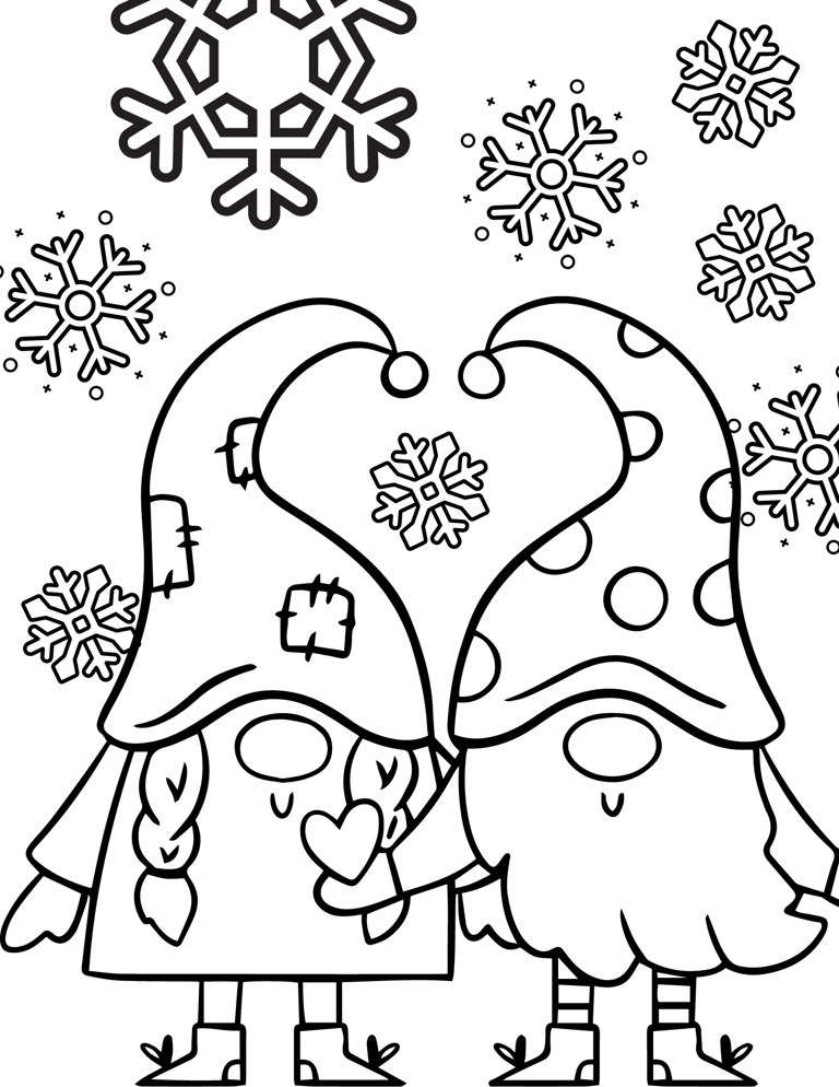 6 Free Printable Winter Gnomes Coloring Pages