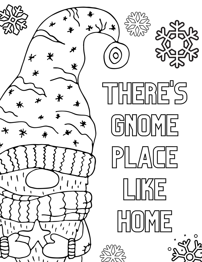 6 Free Printable Winter Gnomes Coloring Pages