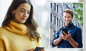 Woman and man on savings app