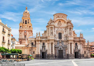 The contemporary and fresh Hotel Cetina Murcia is located close by the decorative Catedral de Murcia (pictured)