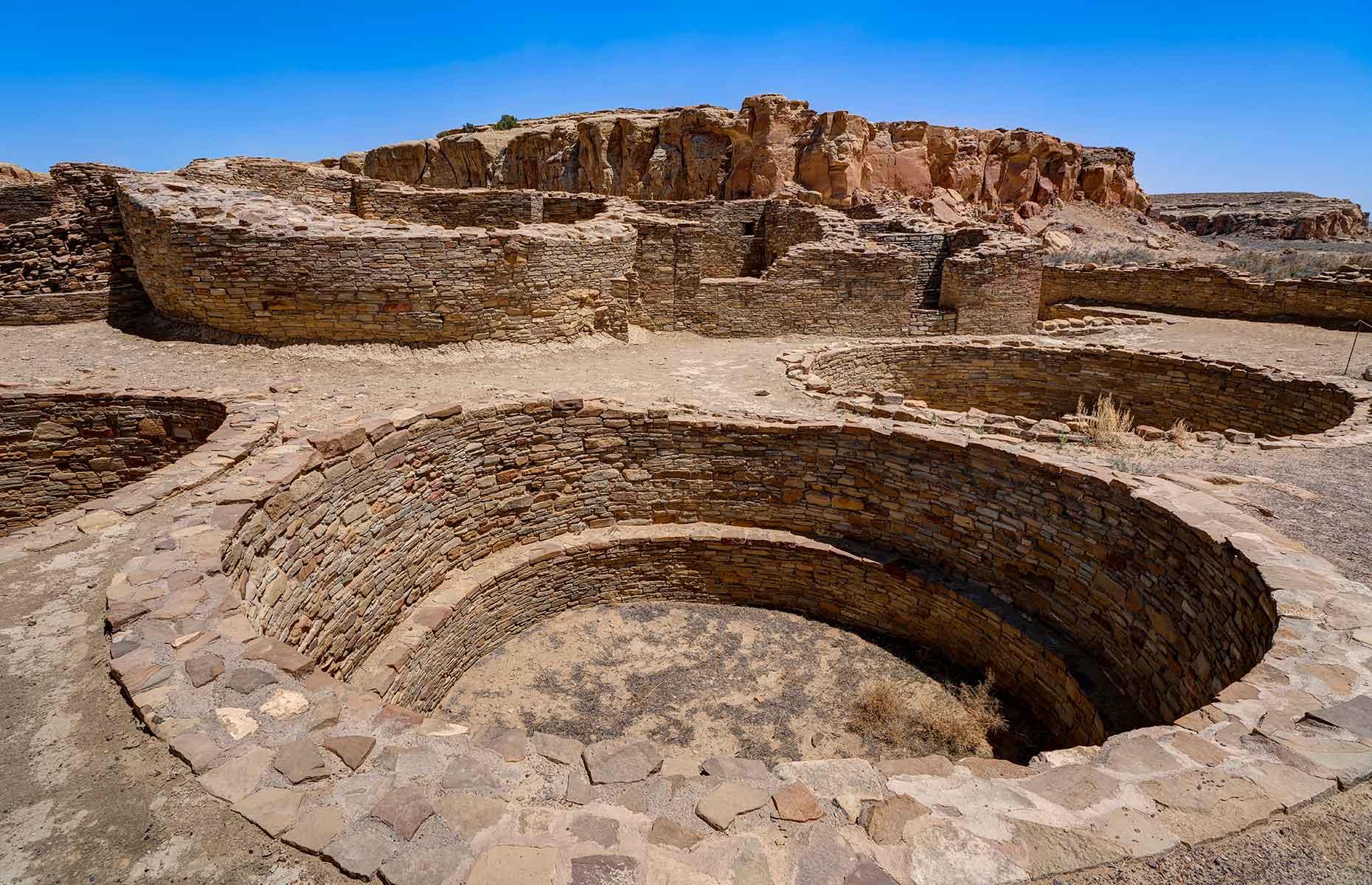 <p>New Mexico is brimming with ancient sites you can still visit, from the <a href="https://www.nps.gov/nr/travel/american_latino_heritage/taos_pueblo.html">Taos Pueblo</a> (built around AD 1325) which still houses permanent residents today, to the AD 1100 <a href="http://www.aztecnm.com/aztec/ruins.html">Aztec Ruins</a> located along the Trail of the Ancients Scenic Byway. <a href="https://www.nps.gov/chcu/index.htm">Chaco Culture National Historical Park</a> likely holds the oldest remains, with structures built from around AD 850. Chetro Ketl (pictured), a three-acre ceremonial site or royal palace, was built around AD 990. From the visitor center, a nine-mile loop road runs through five major sites, or you can book onto a guided Ranger tour.</p>  <p><a href="https://www.loveexploring.com/galleries/157264/inside-the-ancient-temples-of-the-americas?page=1"><strong>Venture inside the ancient temples of the Americas</strong></a></p>