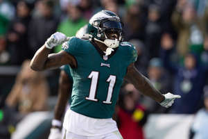 Eagles wide receiver A.J. Brown led the team with 11 receiving touchdowns.