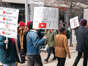 Cognizant contractors, working for YouTube Music, on strike outside Google's office in Austin, Texas. SUZANNE CORDEIRO/ Getty Images