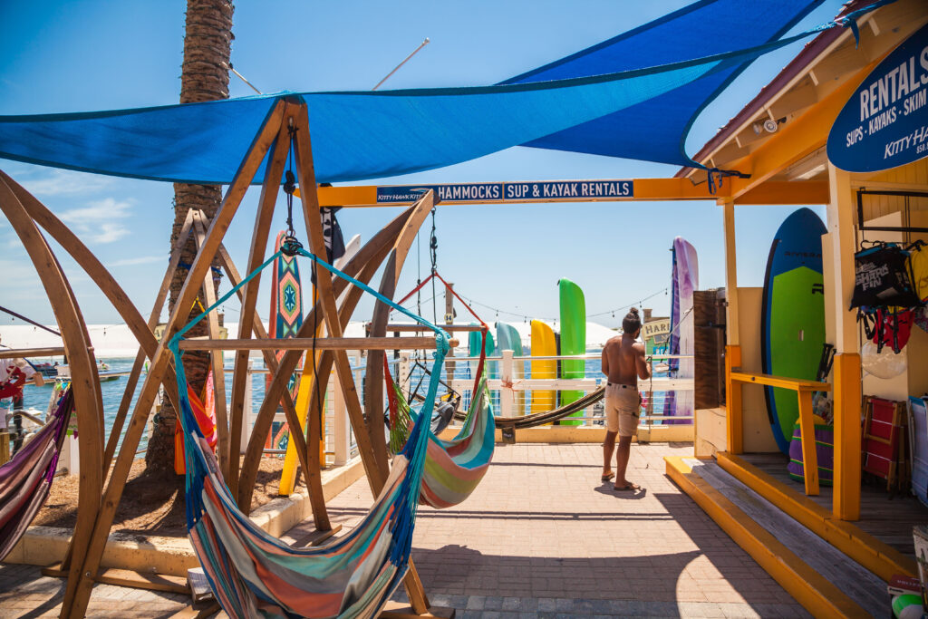 <p>If you want to stay dry, take a stroll down the Destin Harbor Boardwalk and check out your options. You can throw axes, go ziplining, play mini-golf, buy souvenirs, enjoy live entertainment, eat delicious seafood, or just grab a drink and relax.</p>