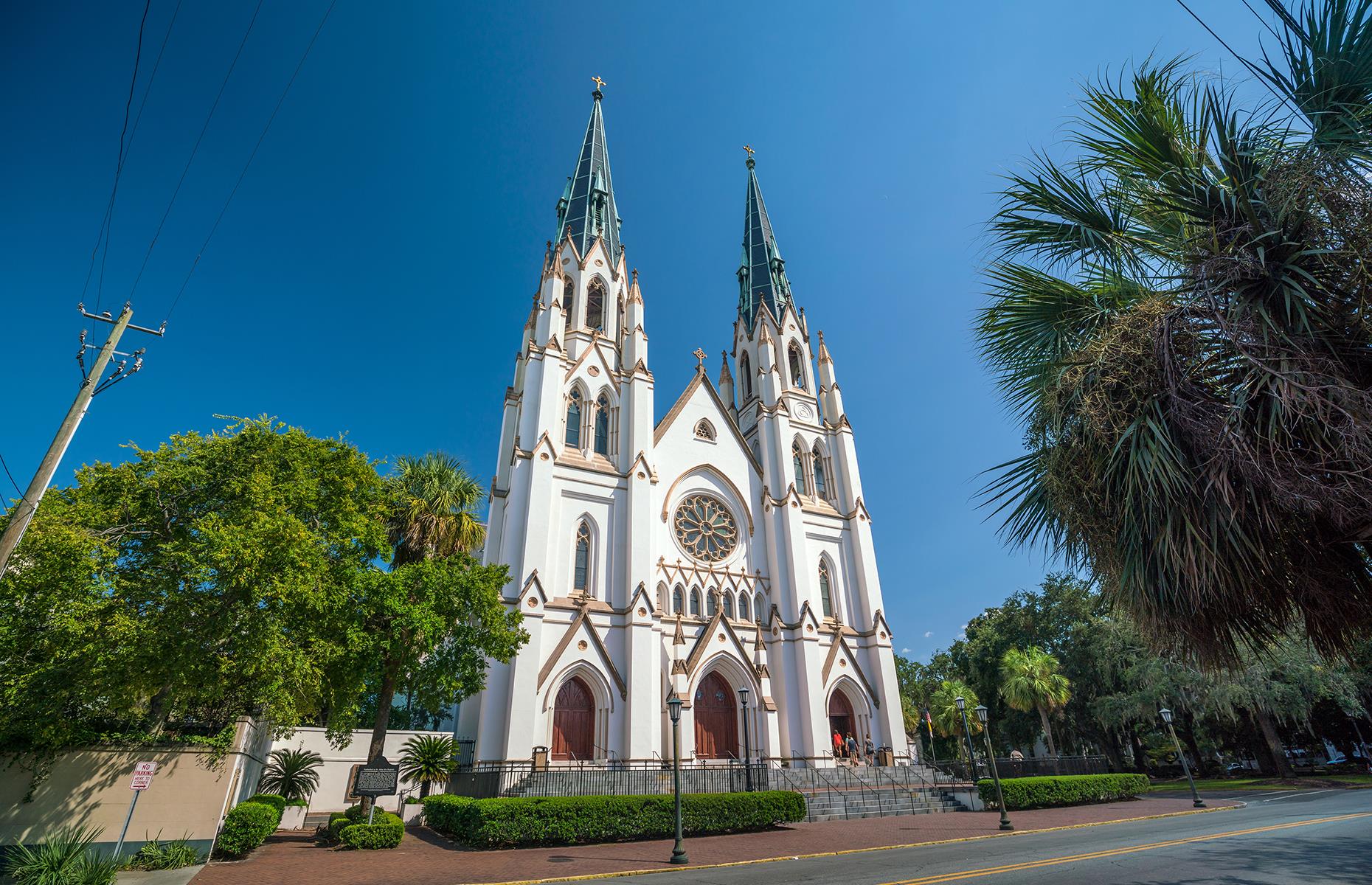 <p>This cathedral in Savannah has a striking Gothic facade that's hard to miss. It was built in 1873 and its exterior is adorned with intricate carvings, statues and stained glass. On the inside, soaring vaulted ceilings and a great pipe organ awe most visitors. </p>  <p><a href="https://www.loveexploring.com/gallerylist/158262/ranked-georgias-most-charming-small-towns"><strong>These are Georgia's most charming small towns</strong></a></p>