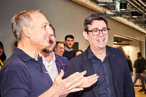 CEO Glenn Fogel meets Andy Burnham at Booking.com's new UK head office in Manchester