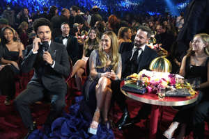 Jennifer Lopez and Ben Affleck alongside the seat filler.