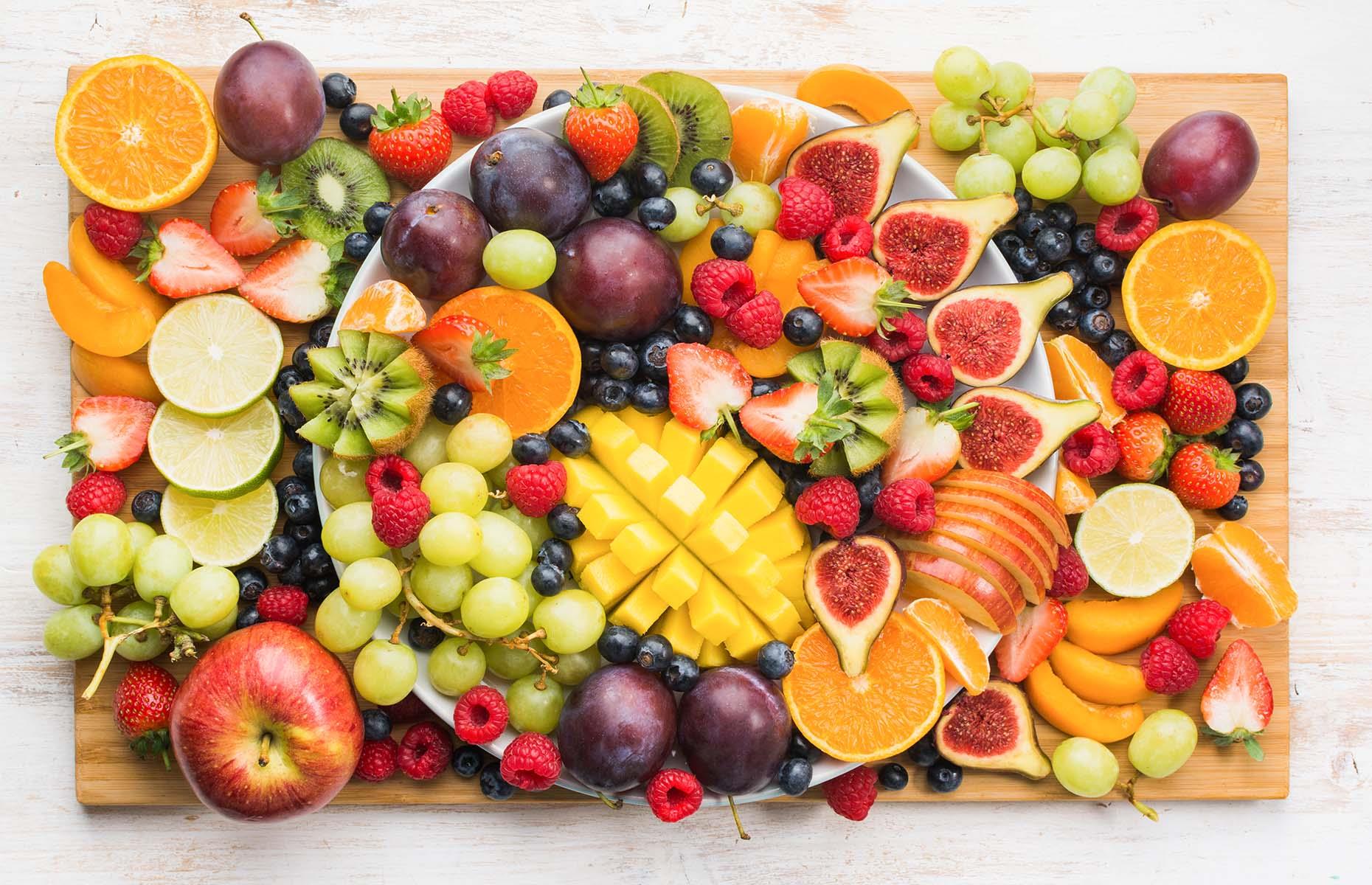 <p>A rainbow fruit salad board is a platter that's both tasty AND healthy. Use cookie cutters to shape the fruits, arrange them by color, or simply scatter them however you think looks best. For even more deliciousness, pair your spread with melted chocolate or caramel sauce, or try grilling some of your fruits to amp up the flavors.</p>  <p><a href="https://www.lovefood.com/recipes/87485/griddled-pineapple-with-salted-caramel-recipe"><strong>Get the recipe for griddled pineapple with salted caramel here</strong></a></p>