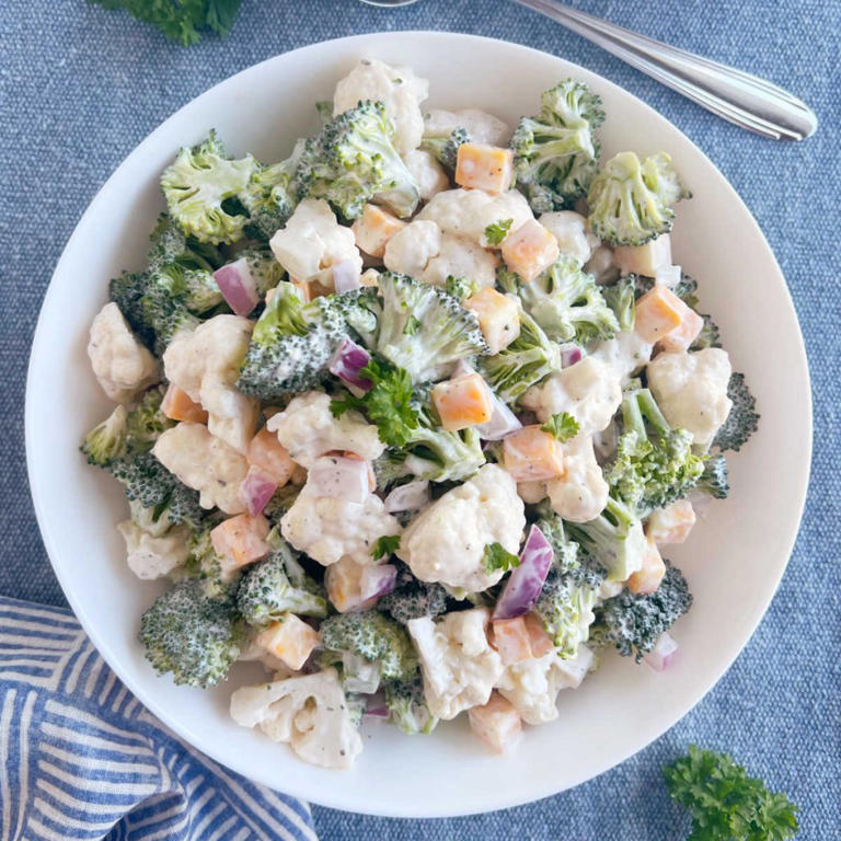 Easy Broccoli Cauliflower Salad Recipe