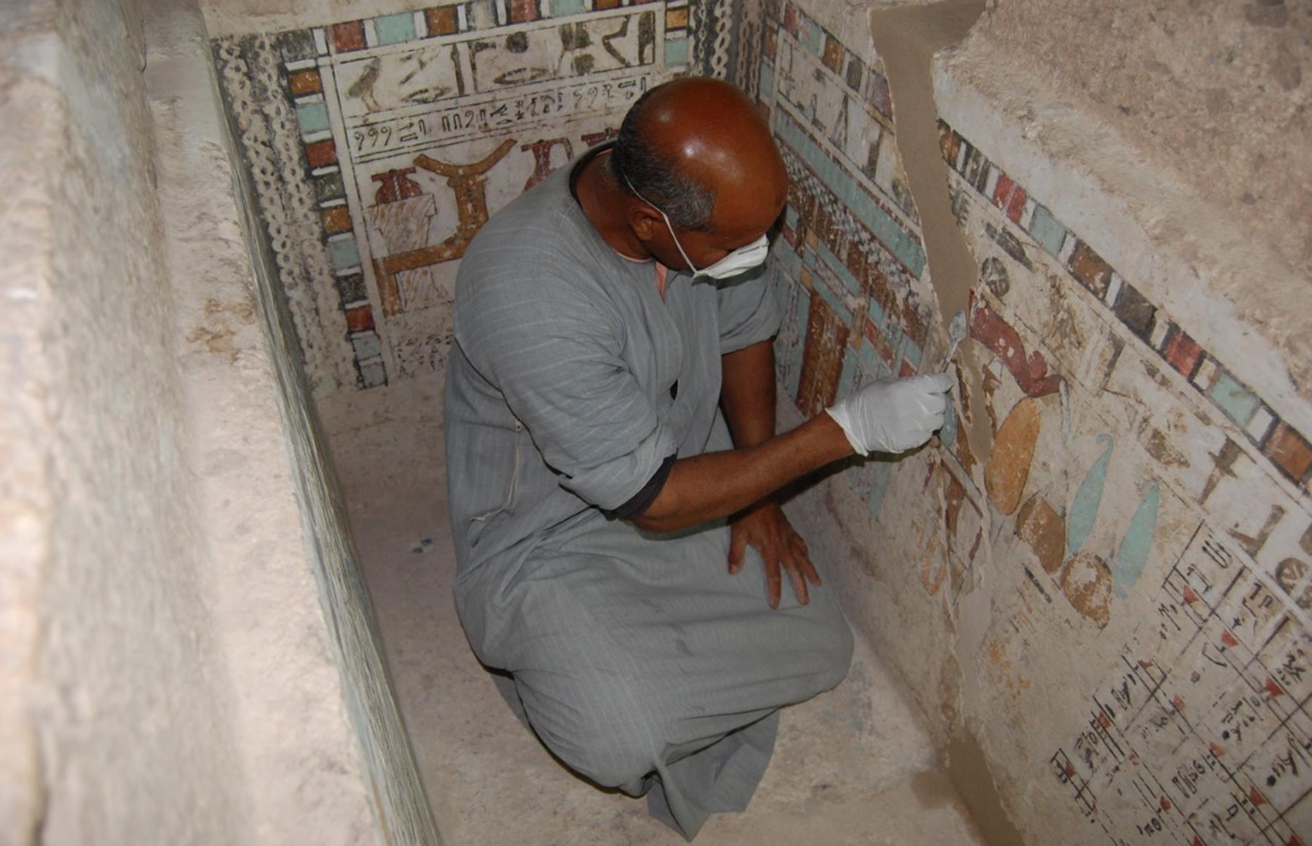 <p>Meru's tomb was recently restored by a joint team of archaeologists from the Egyptian Ministry of Antiquities and the University of Warsaw, Poland. However, it's not the first time the tomb has been touched: in 1996, some of the wall paintings were restored by an Italian team. The wall paintings in this tomb are especially significant, because the technique of painting directly onto lime plaster is rather unusual.</p>