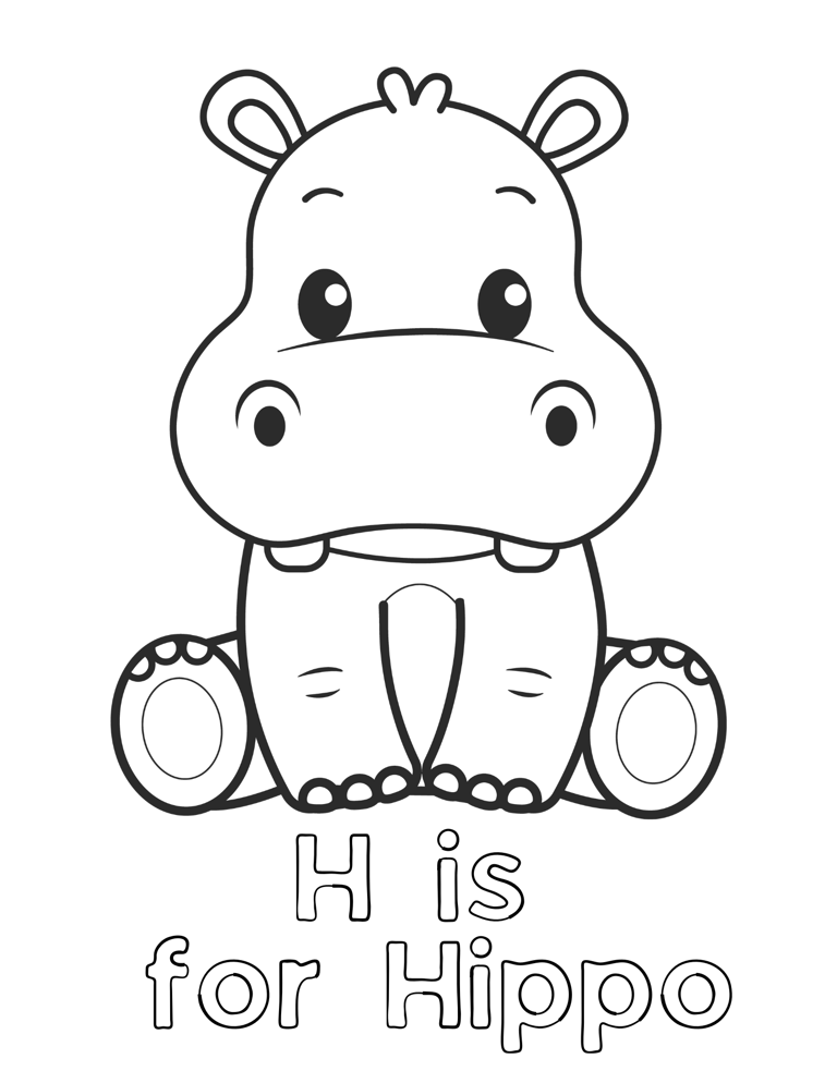 6 Cute Hippo Coloring Pages