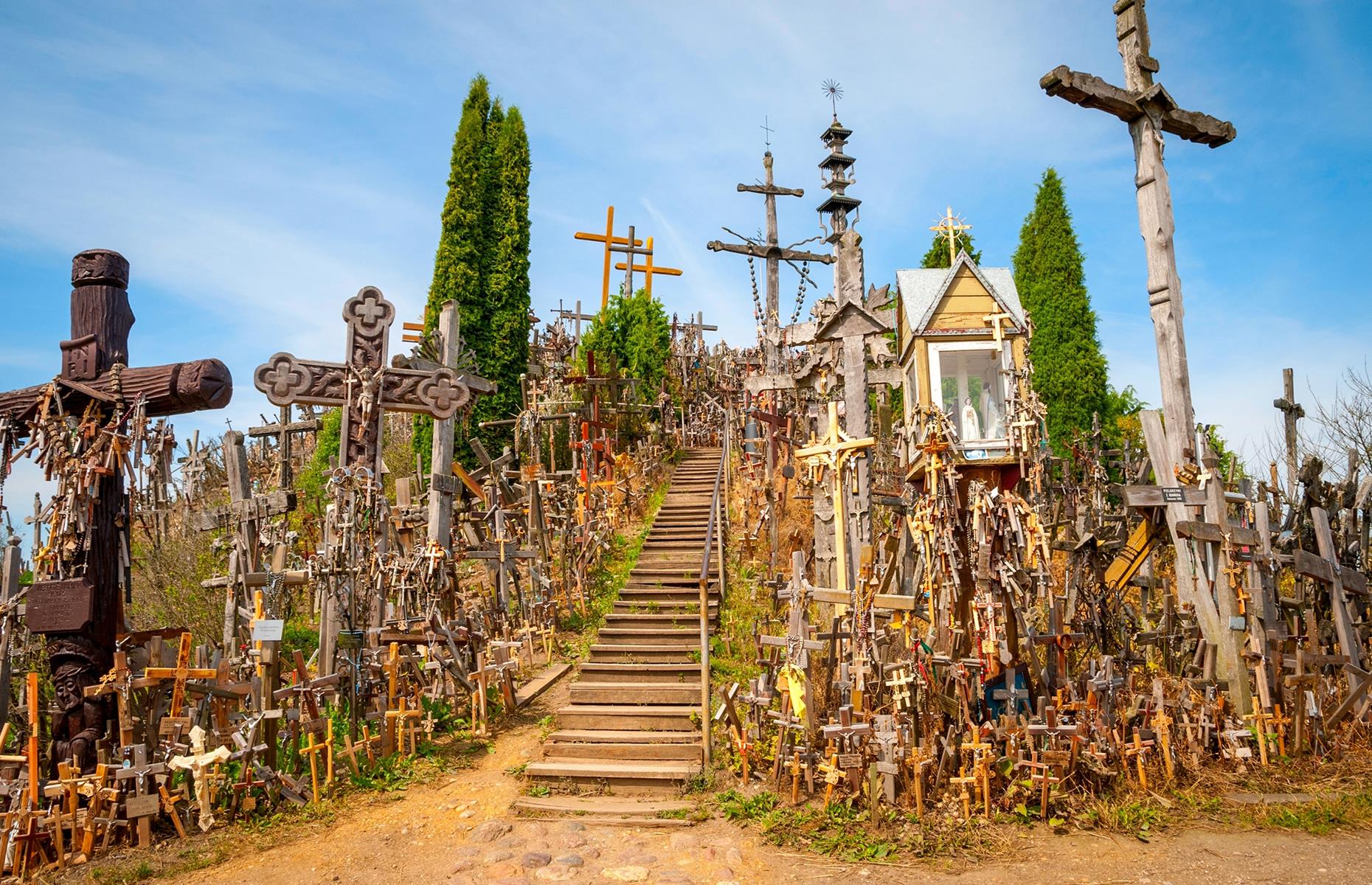 Lithuania's Hill of Crosses, just outside the city of Šiauliai, is considered a creepy sight, not least because its origins remain a mystery. Thousands of wooden crosses stud the hillside and, over the years, they've been damaged by fire and were even removed by authorities during the Soviet era. Still, though, locals have restored the site across the decades and, despite its eerie reputation, it doubles as a peaceful place of pilgrimage.