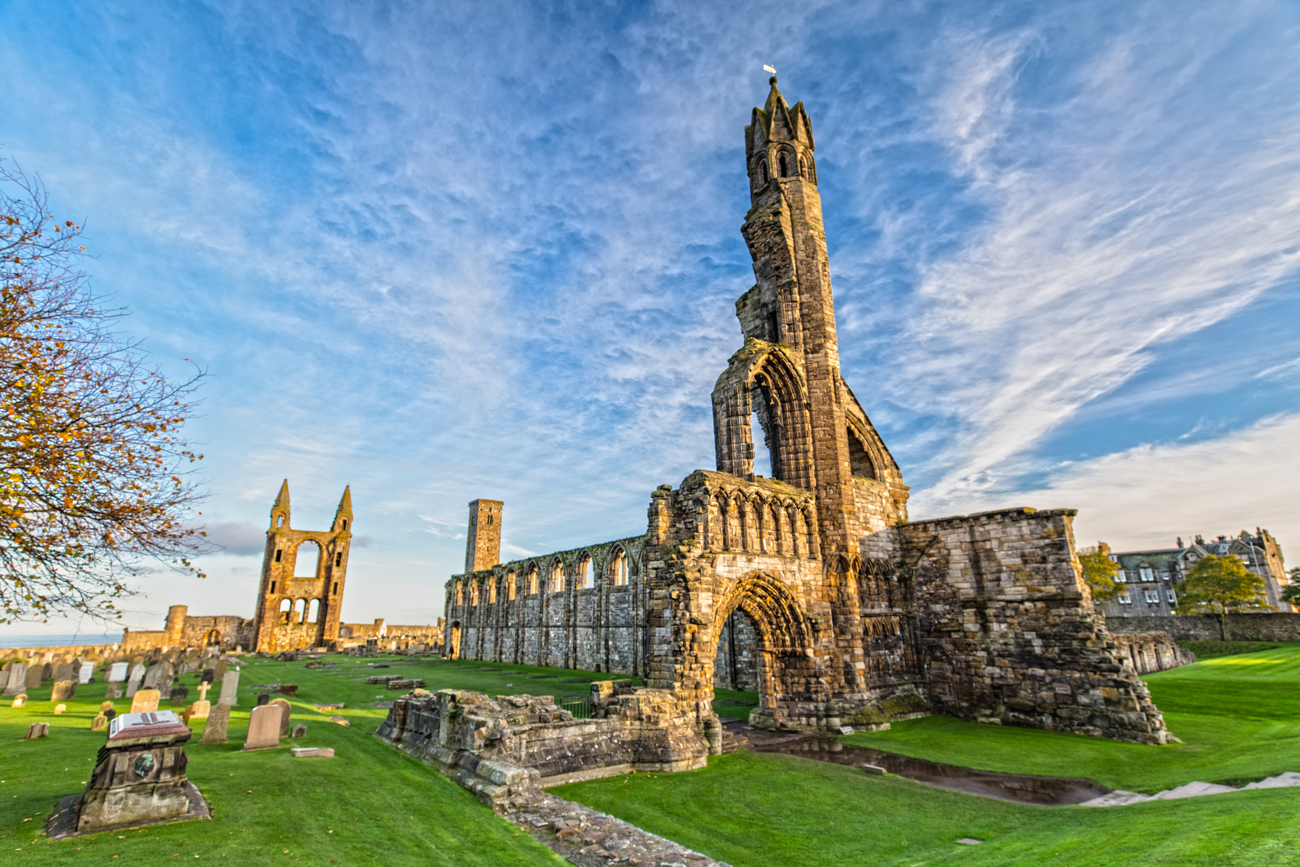 <a href="https://standrews.com/homepage/" rel="noreferrer noopener">St Andrews</a> is the perfect Scottish destination for golf enthusiasts. Founded in 1754, the town’s famous <a href="https://www.randa.org/en/the-royal-and-ancient-golf-club" rel="noreferrer noopener">Royal and Ancient Golf Club</a> hosts the British Open every other year. About an hour and 15 minutes by car from Edinburgh, St Andrews is also home to <a href="https://www.st-andrews.ac.uk/" rel="noreferrer noopener">Scotland’s oldest university</a>, the ruins of St Andrews Cathedral, and beautiful beaches like <a href="https://www.visitscotland.com/info/see-do/st-andrews-west-sands-p2571211" rel="noreferrer noopener">West Sands</a>.