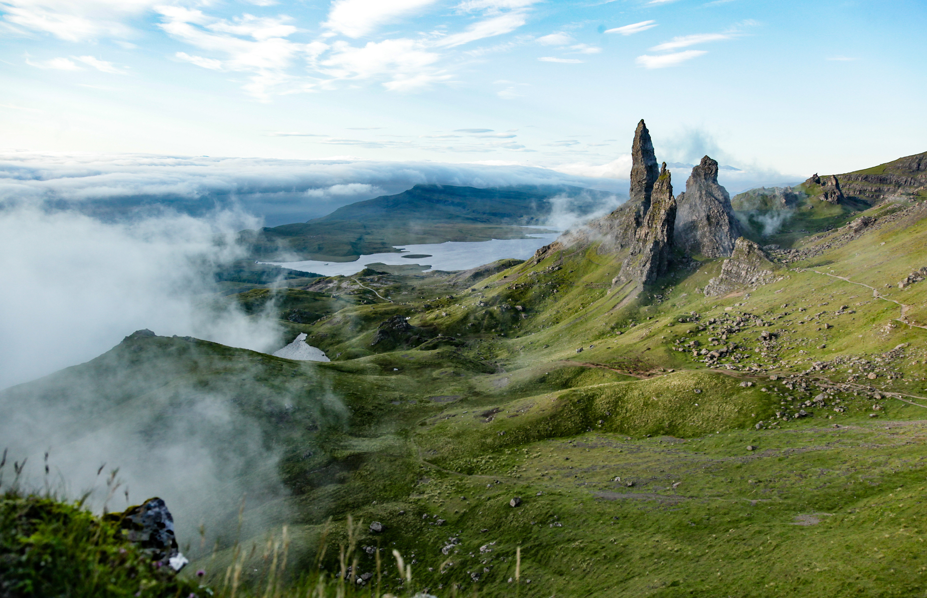 Scotland has no shortage of impressive hiking spots, and the <a href="https://www.lonelyplanet.com/scotland/trotternish/attractions/quiraing/a/poi-sig/1199384/1314765" rel="noreferrer noopener">Quiraing</a> is probably its most magnificent. Located on the Isle of Skye’s Trotternish Peninsula, the site provides visitors with access to the <a href="https://www.isleofskye.com/skye-guide/top-ten-skye-walks/old-man-of-storr" rel="noreferrer noopener">Old Man of Storr</a>, a mythical rock formation adding a bit drama to the surroundings.