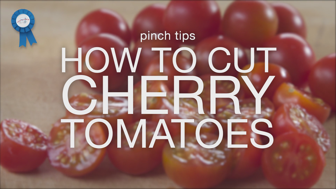 Easy trick to cutting cherry tomatoes!
