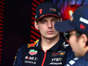 Max Verstappen chats with Sergio Perez in Jeddah. March 2023