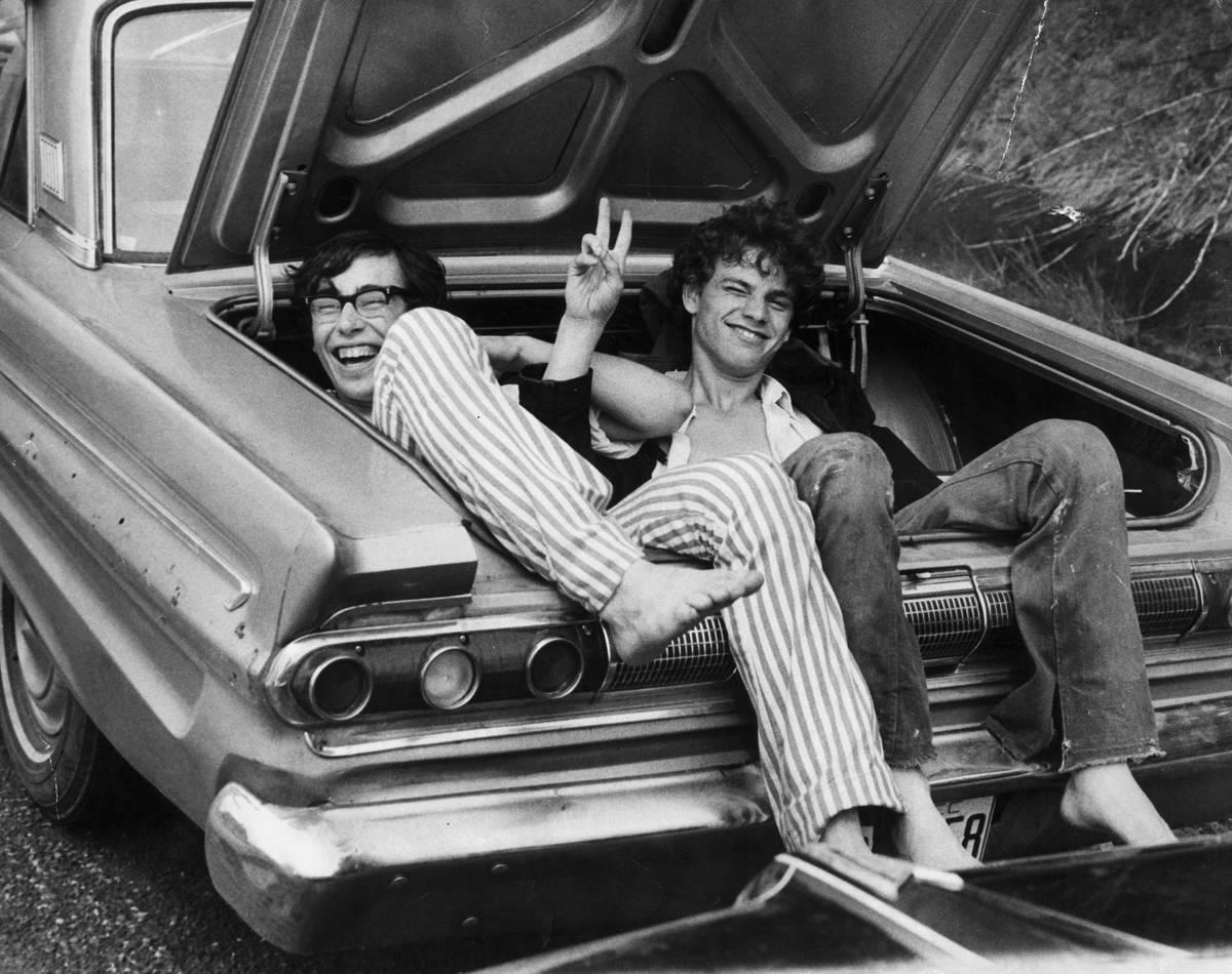 <p>The summer of 1969 was a summer of love and the Woodstock Music and Arts Fair. People from all over the country made their way to Max Yasgur's dairy farm in Bethel, New York.</p> <p>These two men were so eager to get to the festival they hitched a ride in the trunk of a car!</p>