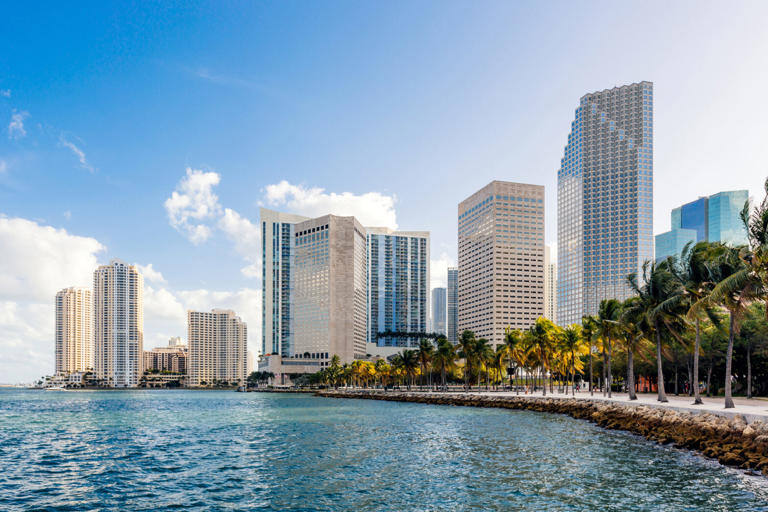 Miami downtown skyline with modern office skyscrapers, Florida, USA